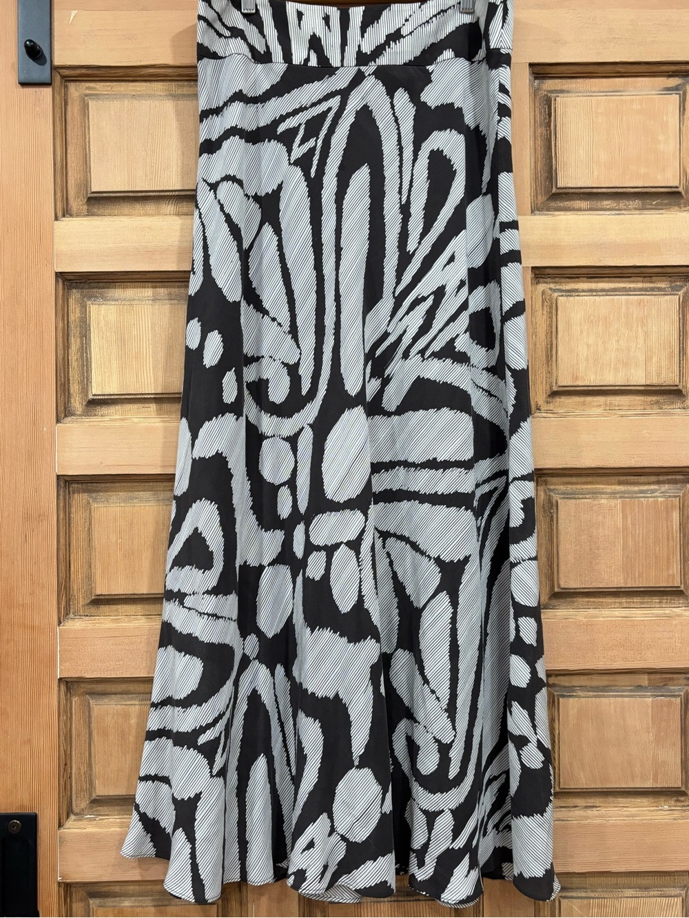 Banana Republic Black and White Striped Floral Maxi Skirt
